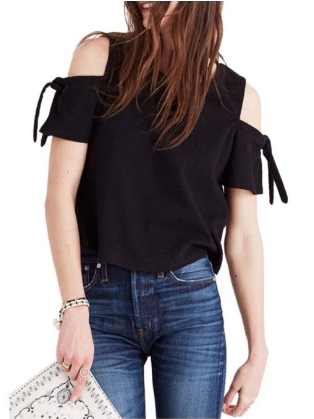 Madewell Skylark Cold-Shoulder Top- Black